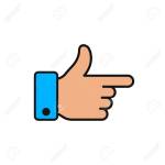 Forefinger direction color flat icon. Gesture hand with pointing forefinger. Vector.